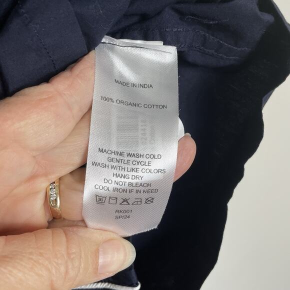 Quince 100% Organic Cotton Pajama Set Womens M Navy Button Up Drawstring Classic - Picture 15 of 16